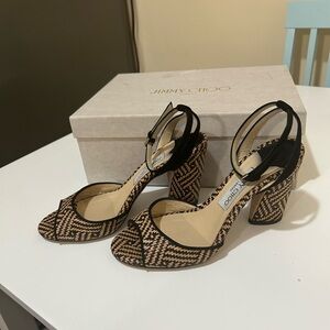 Jimmy Choo Black and Tan Patterned Heels